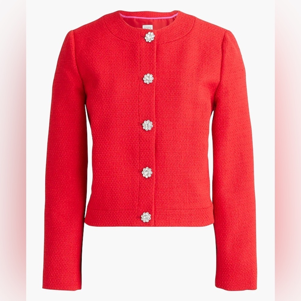 J. Crew Tweed lady jacket with jeweled buttons